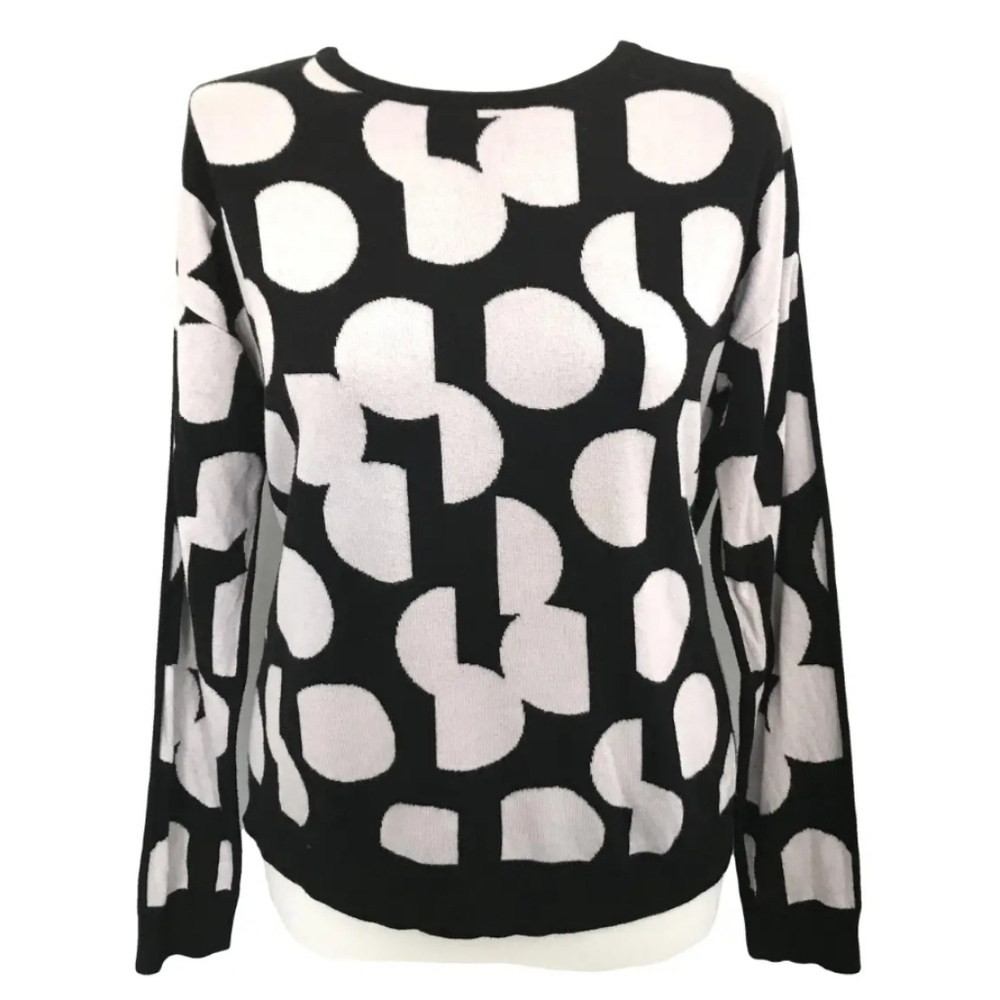 St. John 7% cashmere blend polka dot front sweater size P = 2 - Picture 2 of 10